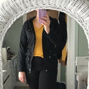 Light Spring Black Jacket with Waist Drawstring